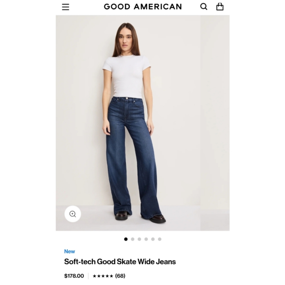 Good American Women's Wide Leg Flare Jeans - Medium & Dark Blue Wash - Picture 3 of 15